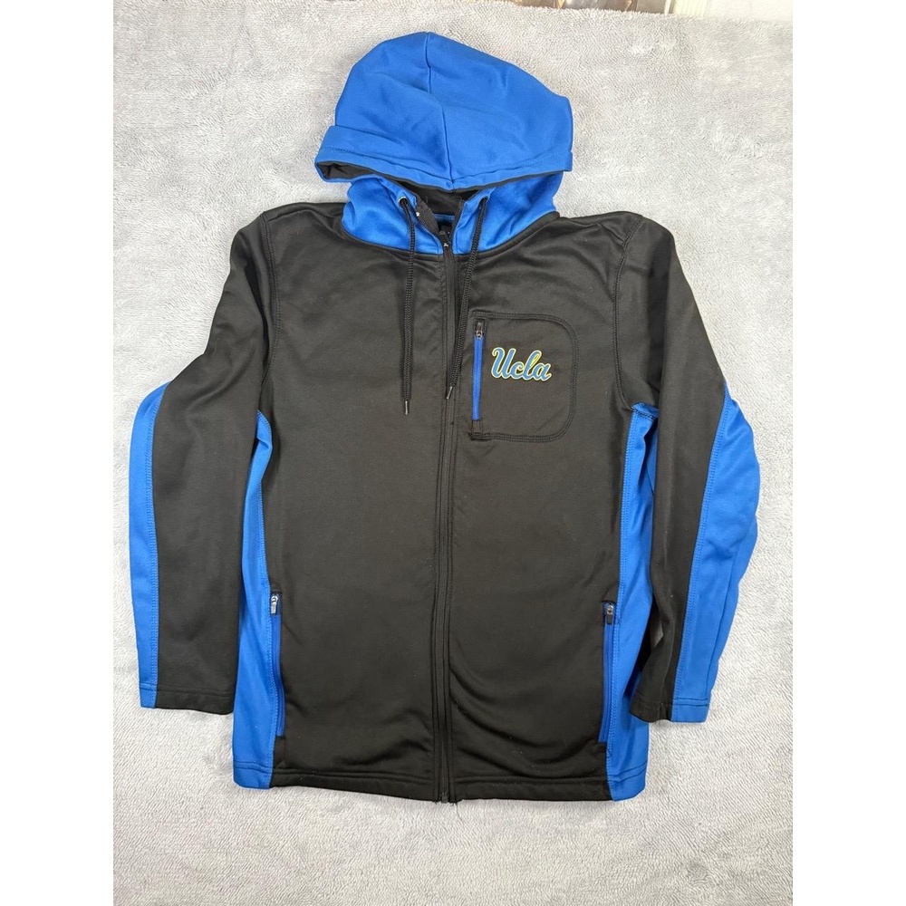 UCLA Mens Size M Black Blue Full Zip Hoodie Embroidered Logo Collegia